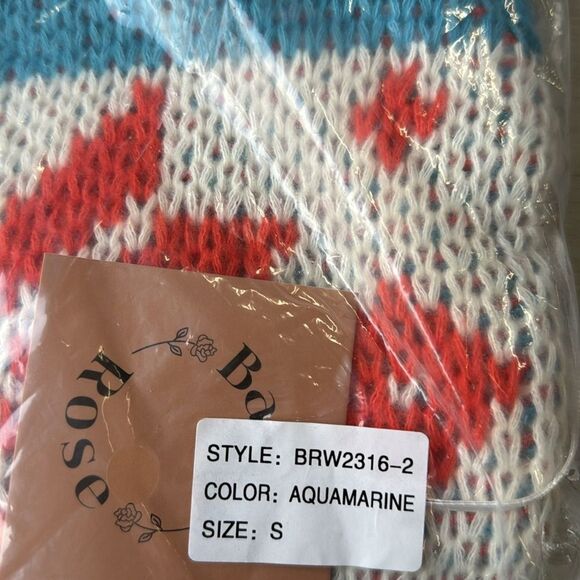 Bailey Rose Cardigan Sweater zip up Size Small blue/white NWT in package - Picture 8 of 9